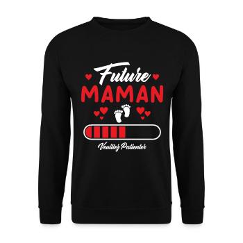Future Maman Cadeau Nouvelle Naissance Future Mama - Sweat-shirt Unisexe - noir - Devant - Alina (178cm) & Michal (187cm)