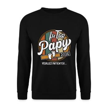 Futur Papy 2026 Cadeau Annonce Grossesse - Sweat-shirt Unisexe - noir - Devant - Alina (178cm) & Michal (187cm)