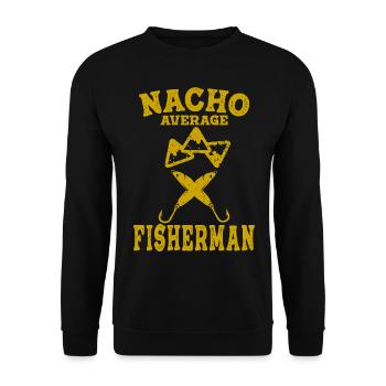 Lustiges Angeln Fischer Nacho Durchschnitt - Unisex Pullover - Schwarz - Vorne - Alina (178cm) & Michal (187cm)