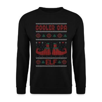 Ugly Christmas Weihnachtself Cooler Opa Elf Xmas - Unisex Pullover - Schwarz - Vorne - Alina (178cm) & Michal (187cm)