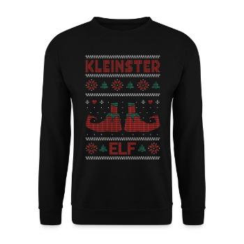 Ugly Christmas Weihnachtself Kleinster Elf Xmas - Unisex Pullover - Schwarz - Vorne - Alina (178cm) & Michal (187cm)