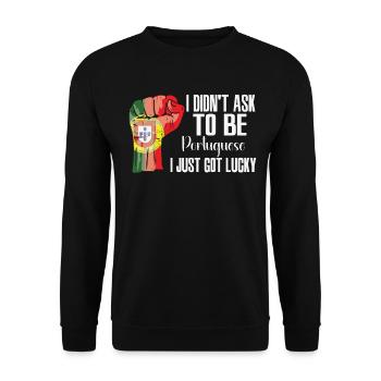 Portuguese Pride Portugal Flag Grown Portuguese - Unisex Sweatshirt - black - Front - Alina (178cm) & Michal (187cm)