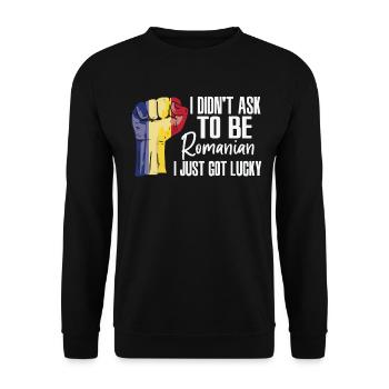 Romanian Pride Romania Flag Grown Romanian Roots - Unisex Sweatshirt - black - Front - Alina (178cm) & Michal (187cm)
