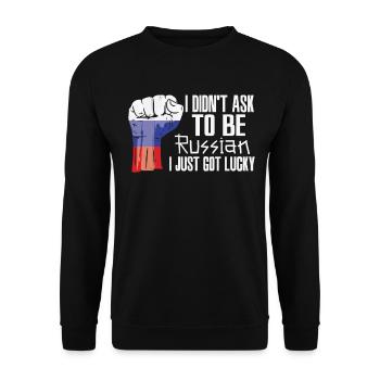 Russischer Stolz Russische Flagge Gewachsen - Unisex Pullover - Schwarz - Vorne - Alina (178cm) & Michal (187cm)