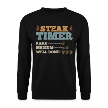Steak Timer Rare Medium Well Done Beer Drinking & - Unisex Sweatshirt - black - Front - Alina (178cm) & Michal (187cm)