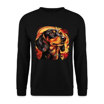 Hunde Spruch Dachshund Design für Hundeliebhaber - Unisex Pullover - Schwarz - Vorne - Alina (178cm) & Michal (187cm)
