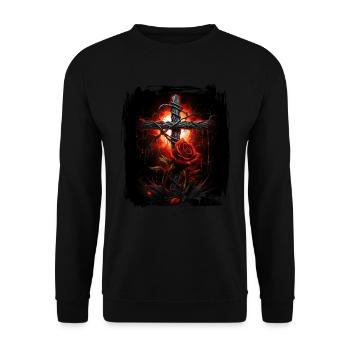 Gotisches Kreuz Goths Design Viktorianisch - Unisex Pullover - Schwarz - Vorne - Alina (178cm) & Michal (187cm)
