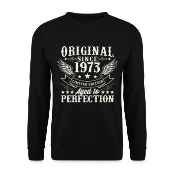 Vintage 1973 Geburtstagsgeschenk - Unisex Pullover - Schwarz - Vorne - Alina (178cm) & Michal (187cm)