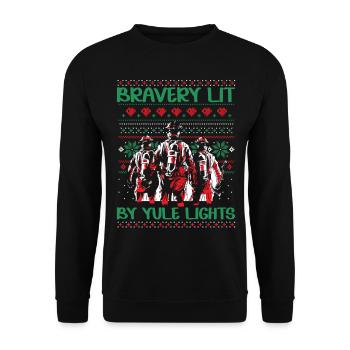 Valor lit by Christmas lights fire - Unisex Sweatshirt - black - Front - Alina (178cm) & Michal (187cm)