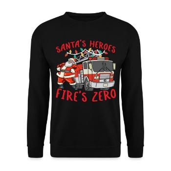 Santa's Heroes Fire Brigade Zero Firefighting Weih - Unisex Sweatshirt - black - Front - Alina (178cm) & Michal (187cm)