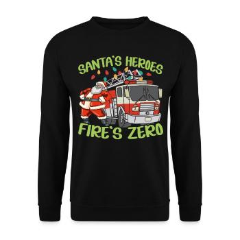 Santa's Heroes Fire Brigade Zero Firefighting Weih - Unisex Sweatshirt - black - Front - Alina (178cm) & Michal (187cm)