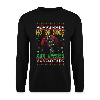 Ho Ho Hose and Heroes Fire Brigade Christmas - Unisex Sweatshirt - black - Front - Alina (178cm) & Michal (187cm)