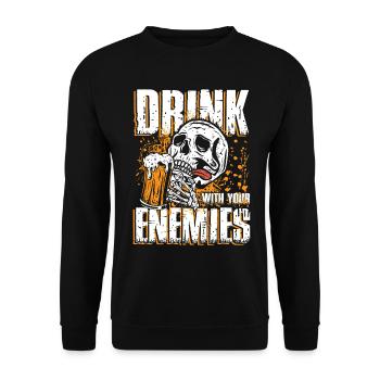 Drink with your enemies - Unisex Sweatshirt - black - Front - Alina (178cm) & Michal (187cm)