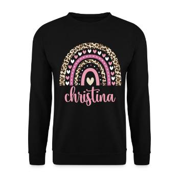 Christina Regenbogen Name Geburtstag Christina - Unisex Pullover - Schwarz - Vorne - Alina (178cm) & Michal (187cm)