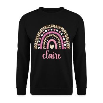 Claire Regenbogen Name Geburtstag Claire - Unisex Pullover - Schwarz - Vorne - Alina (178cm) & Michal (187cm)