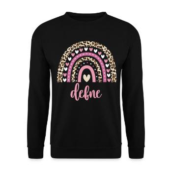 Defne Regenbogen Name Geburtstag Defne - Unisex Pullover - Schwarz - Vorne - Alina (178cm) & Michal (187cm)