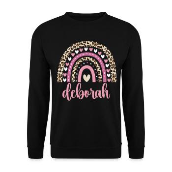 Deborah Regenbogen Name Geburtstag Deborah - Unisex Pullover - Schwarz - Vorne - Alina (178cm) & Michal (187cm)