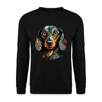 Hunde Spruch Dachshund Design für Hundeliebhaber - Unisex Pullover - Schwarz - Vorne - Alina (178cm) & Michal (187cm)