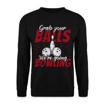 I'd Rather be Bowling retro for Man & Woman - Unisex Sweatshirt - black - Front - Alina (178cm) & Michal (187cm)