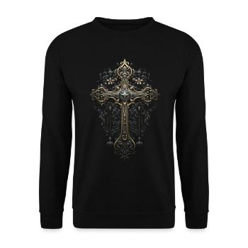 Gothic Cross Goths Design Victorian - Unisex Sweatshirt - black - Front - Alina (178cm) & Michal (187cm)