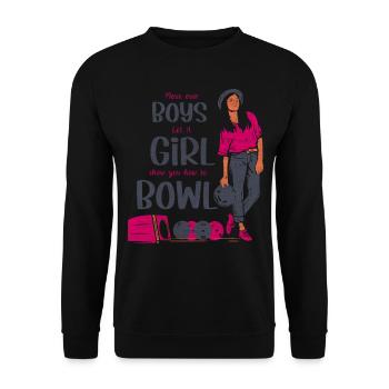 Je préfère être Bowling rétro pour homme et femme - Sweat-shirt Unisexe - noir - Devant - Alina (178cm) & Michal (187cm)