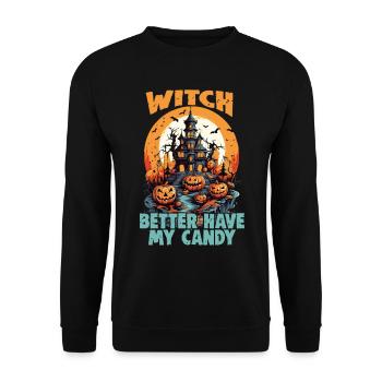 Halloween design für die Halloween Party - Unisex Pullover - Schwarz - Vorne - Alina (178cm) & Michal (187cm)