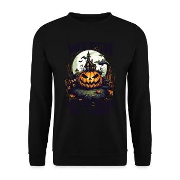 Halloween design für die Halloween Party - Unisex Pullover - Schwarz - Vorne - Alina (178cm) & Michal (187cm)