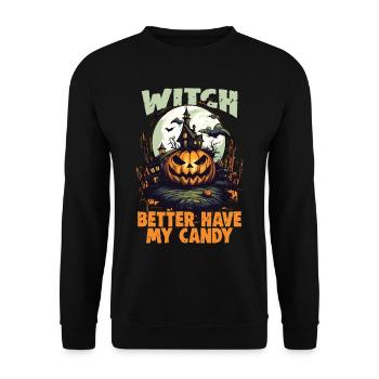 Halloween design für die Halloween Party - Unisex Pullover - Schwarz - Vorne - Alina (178cm) & Michal (187cm)