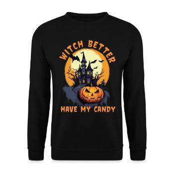 Halloween design für die Halloween Party - Unisex Pullover - Schwarz - Vorne - Alina (178cm) & Michal (187cm)