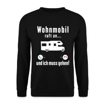 wohnmobil ruft an und ich muss gehen - Unisex Pullover - Schwarz - Vorne - Alina (178cm) & Michal (187cm)