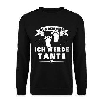 Aus dem Weg ich werde Tante für Schwangerschünen - Unisex Pullover - Schwarz - Vorne - Alina (178cm) & Michal (187cm)