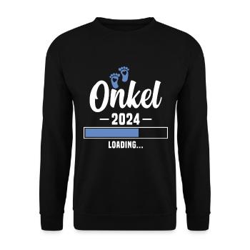 Ich werde Onkel 2024 Schwangerschaftsverkündung - Unisex Pullover - Schwarz - Vorne - Alina (178cm) & Michal (187cm)