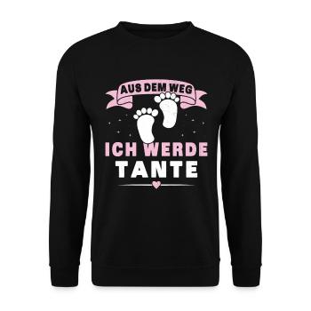 Aus dem Weg ich werde Tante für Schwangerschünen - Unisex Pullover - Schwarz - Vorne - Alina (178cm) & Michal (187cm)
