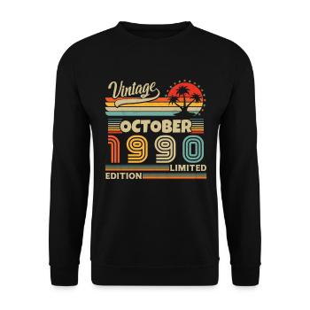 Original October 1990 vintage anniversary 1990 - Unisex Sweatshirt - black - Front - Alina (178cm) & Michal (187cm)