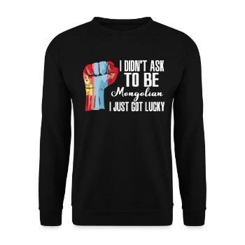 Mongolian Pride Mongolia Flag Grown Mongolian - Unisex Sweatshirt - black - Front - Alina (178cm) & Michal (187cm)
