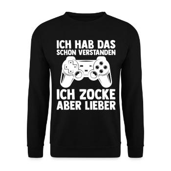 Zocker Zocken Gamer - Unisex Pullover - Schwarz - Vorne - Alina (178cm) & Michal (187cm)
