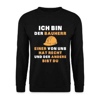 Bauherr Hausbau Hauskauf - Unisex Pullover - Schwarz - Vorne - Alina (178cm) & Michal (187cm)