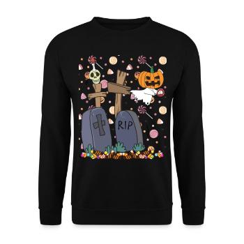 Halloween ghost, pumpkin Boo. - Unisex Sweatshirt - black - Front - Alina (178cm) & Michal (187cm)