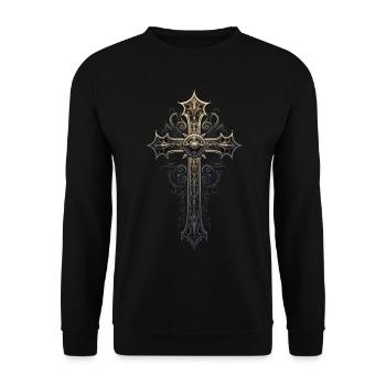 Gotisches Kreuz Goths Design Viktorianisch - Unisex Pullover - Schwarz - Vorne - Alina (178cm) & Michal (187cm)