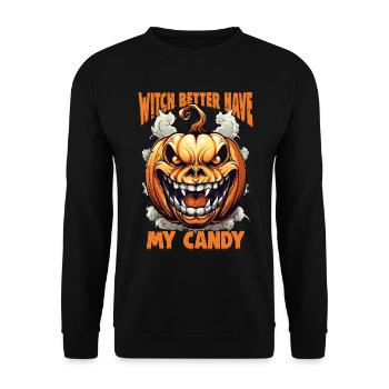Halloween design für die Halloween Party - Unisex Pullover - Schwarz - Vorne - Alina (178cm) & Michal (187cm)