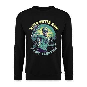 Halloween design für die Halloween Party - Unisex Pullover - Schwarz - Vorne - Alina (178cm) & Michal (187cm)