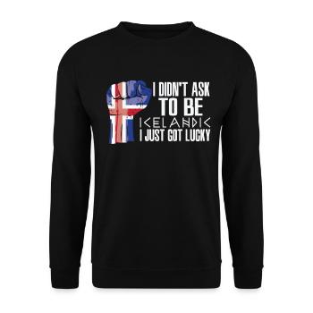 Icelandic Pride Iceland Flag Grown Icelandic - Unisex Sweatshirt - black - Front - Alina (178cm) & Michal (187cm)
