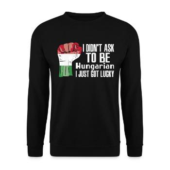 Hungarian Pride Hungary Flag Grown Hungarian - Unisex Sweatshirt - black - Front - Alina (178cm) & Michal (187cm)