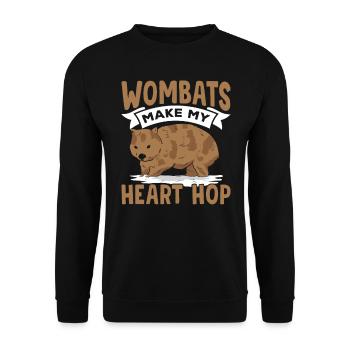 Wombats Machen Heart Hop Australian Animals - Unisex Pullover - Schwarz - Vorne - Alina (178cm) & Michal (187cm)