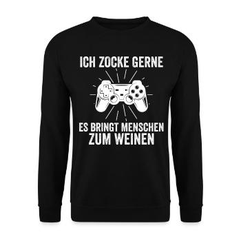 Zocker Zocken Gamer - Unisex Pullover - Schwarz - Vorne - Alina (178cm) & Michal (187cm)