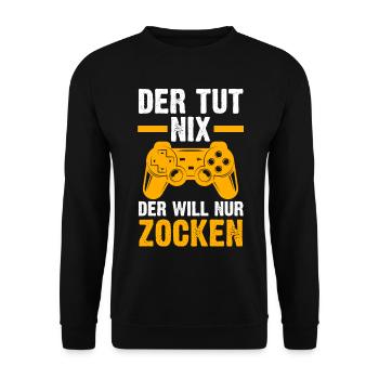 Zocker Zocken Gamer - Unisex Pullover - Schwarz - Vorne - Alina (178cm) & Michal (187cm)