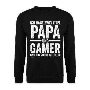 Zocker Zocken Vater Papa Gamer - Unisex Pullover - Schwarz - Vorne - Alina (178cm) & Michal (187cm)