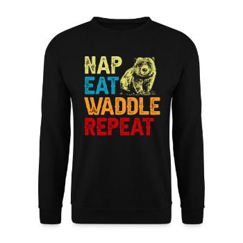 Nickerchen Essen Watscheln Wombat Besitzer - Unisex Pullover - Schwarz - Vorne - Alina (178cm) & Michal (187cm)