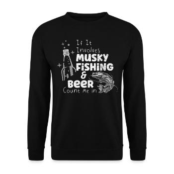 Musky Fishing & Beer - Count Me In Musky Fishing - Unisex Sweatshirt - black - Front - Alina (178cm) & Michal (187cm)