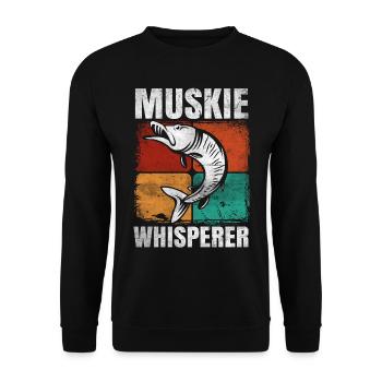 Muskie Whisperer Musky Fishing - Unisex Sweatshirt - black - Front - Alina (178cm) & Michal (187cm)